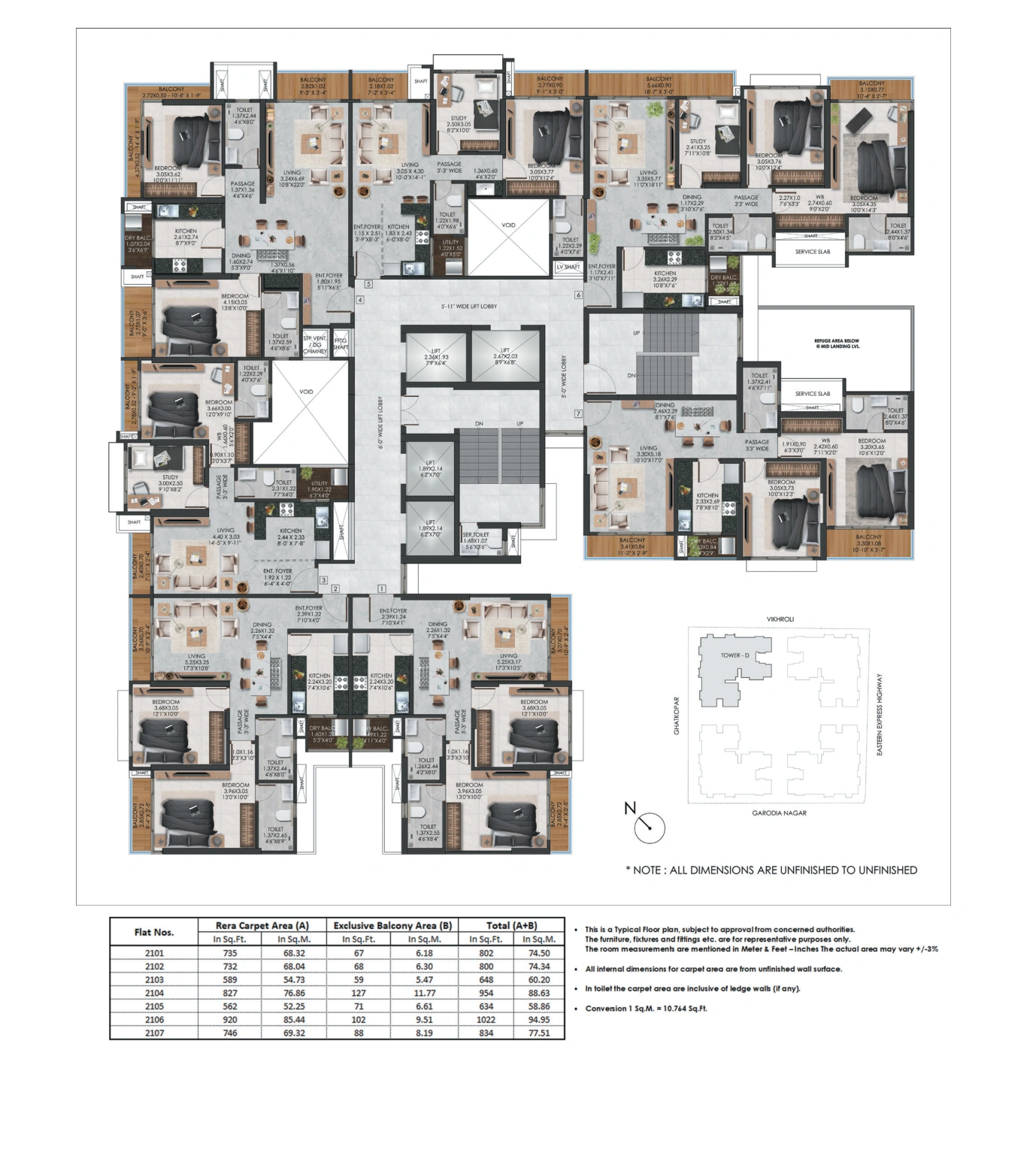 Dawn — 21st Floor layout from supplied floor plan booklet