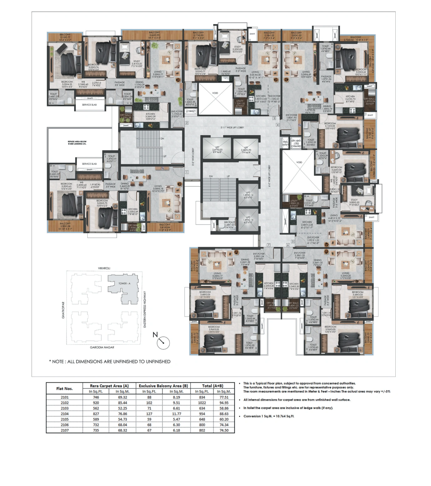 Sunrise — 21st Floor layout from supplied floor plan booklet